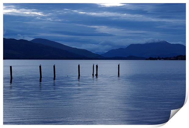 Loch Lomond, Scotland, Dusk, Blue Print by Chris Walker