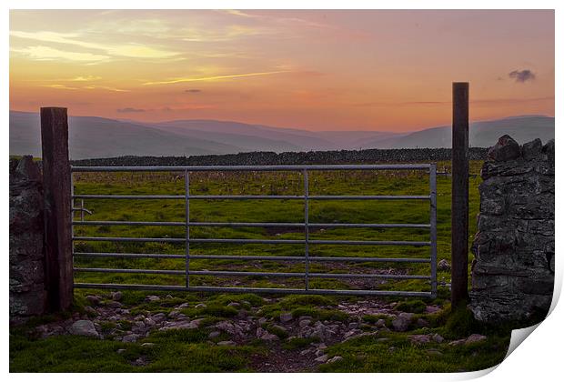 Farm gate at sunset Print by Chris Walker