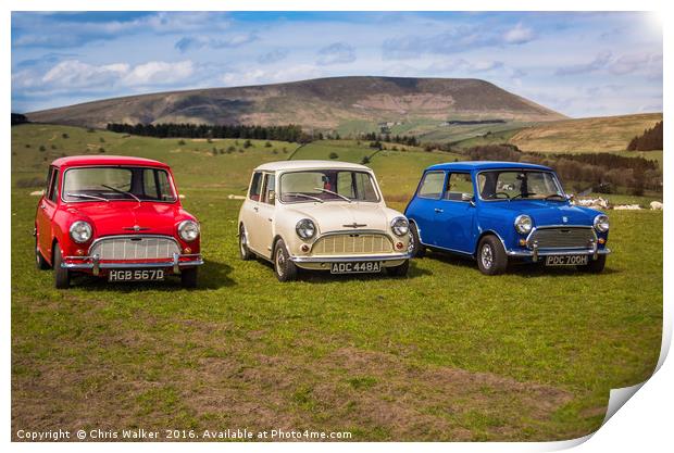 Classic Minis with Pendle Hill Print by Chris Walker