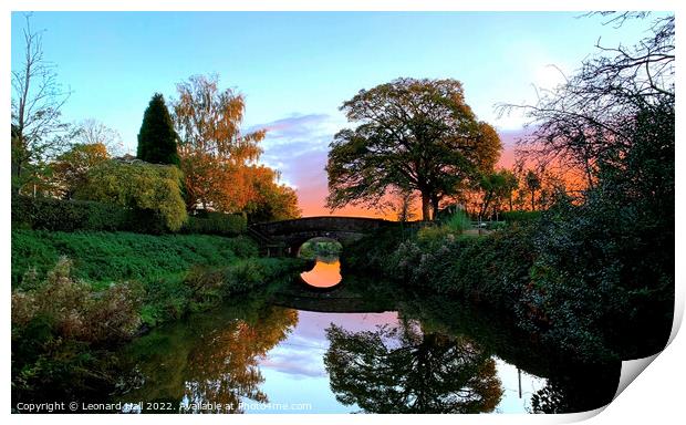 Beautiful bridge on the Shropshire union canal Print by Leonard Hall