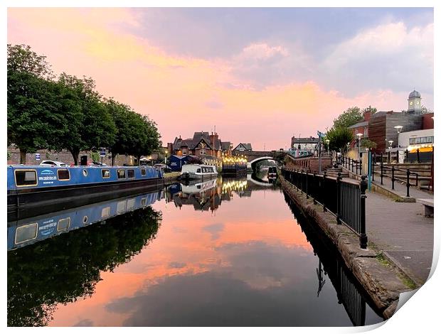 Sunset on busy canal Print by Leonard Hall