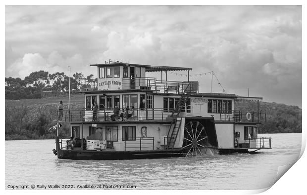 Old-fashioned Paddle Steamer on the Murray Darling Print by Sally Wallis