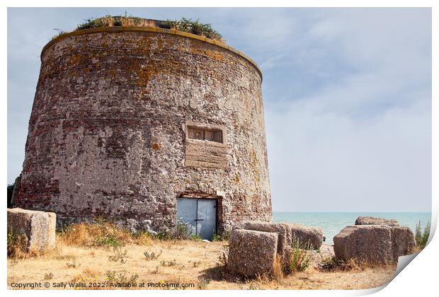 Martello Tower - Old fortification on beach near Eastbourne Print by Sally Wallis
