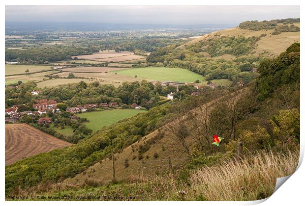 View from Devil's Dyke, East Sussex Print by Sally Wallis