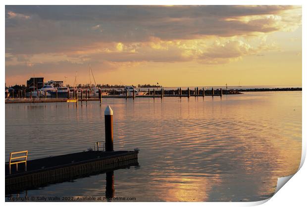 Sunset on Adelaide Yacht Harbour Print by Sally Wallis