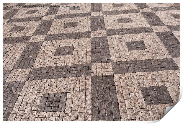 Cobbled pavement in symmetrical patterns Print by Sally Wallis