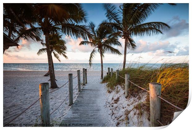 Boardwalk leading to the beach, Key West, Florida Print by Matteo Colombo