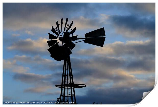 Windmill silhouette with a Sunset Print by Robert Brozek
