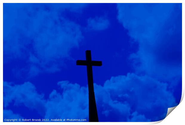 Church Cross with clouds Print by Robert Brozek