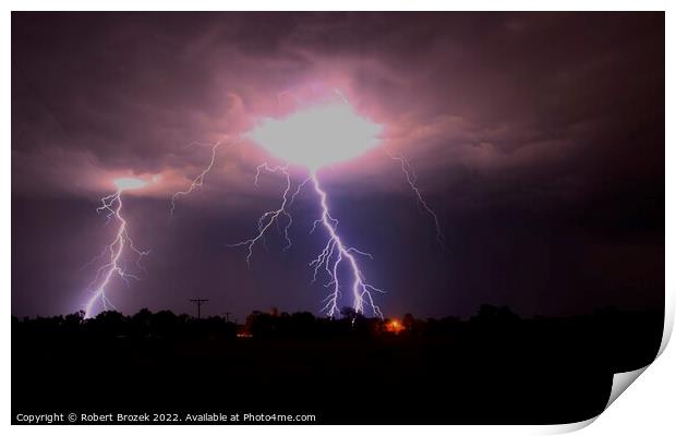 Lightning at night Print by Robert Brozek