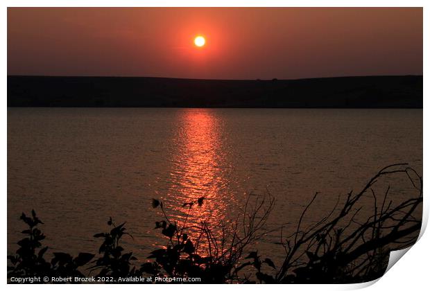 Sun reflection on a lake Print by Robert Brozek