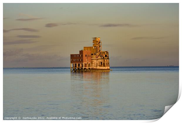 Abandoned Grain Tower at high tide in the evening  Print by  Garbauske