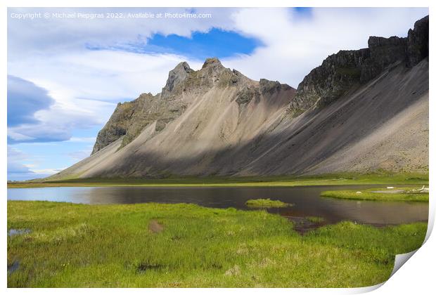 Spectacular view of Mount Vestrahorn in Iceland. Print by Michael Piepgras