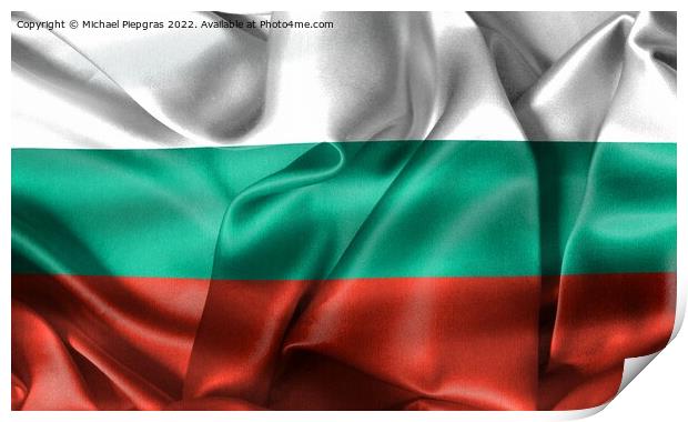 Bulgaria flag - realistic waving fabric flag Print by Michael Piepgras