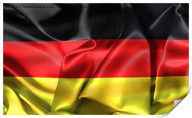 Germany flag - realistic waving fabric flag Print by Michael Piepgras