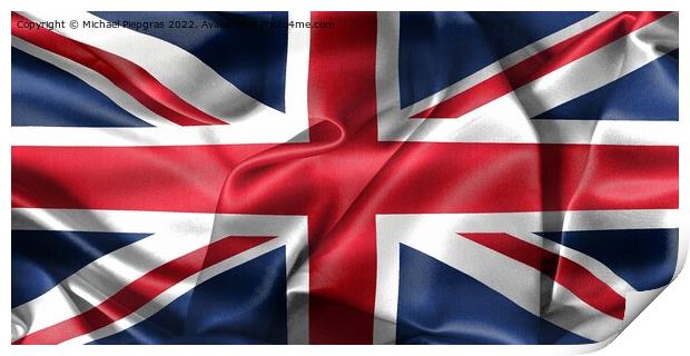 United Kingdom flag - realistic waving fabric flag Print by Michael Piepgras