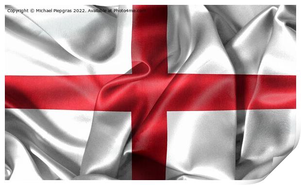 England flag - realistic waving fabric flag Print by Michael Piepgras
