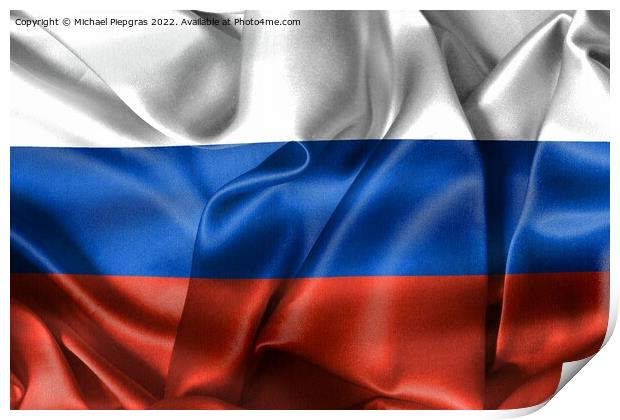 3D-Illustration of a Russia flag - realistic waving fabric flag Print by Michael Piepgras