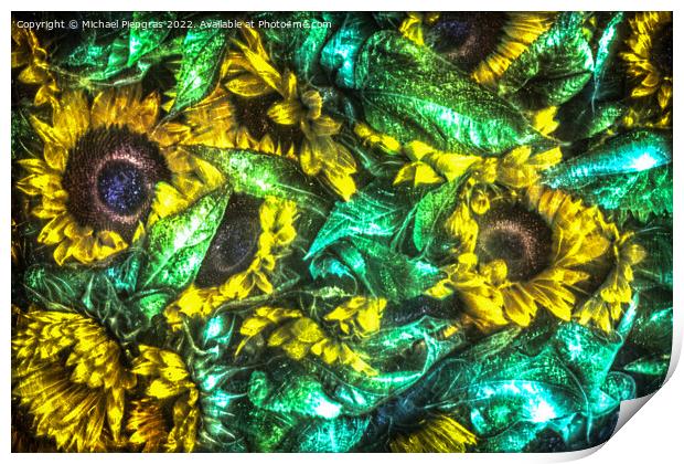 3D-Illustration of spring flowers with a high energy kirlian fie Print by Michael Piepgras