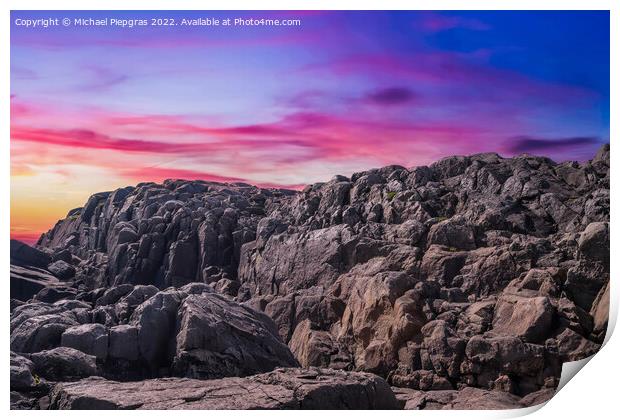 A surf on a rocky beach with black sand in Iceland. Print by Michael Piepgras