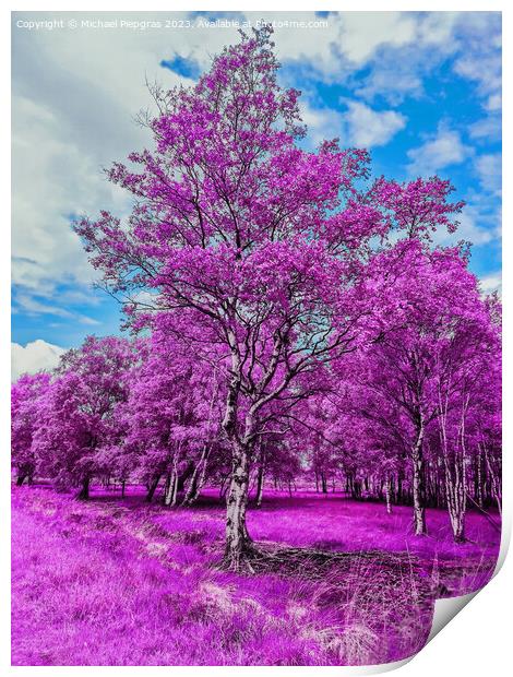 Colorful fantasy landscape in an asian purple infrared photo sty Print by Michael Piepgras