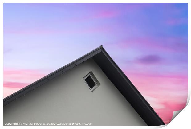 Roof window in velux style with roof tiles - icelandic architect Print by Michael Piepgras