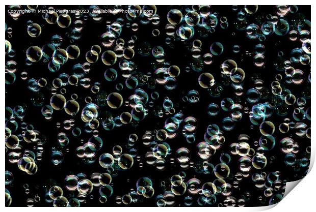 Many colorful soap bubbles on a black background. Concept textur Print by Michael Piepgras