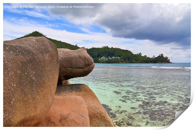 Beautiful rocks at the beaches of the tropical paradise island S Print by Michael Piepgras