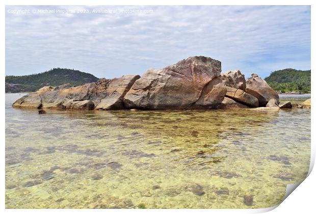 Beautiful rocks at the beaches of the tropical paradise island S Print by Michael Piepgras