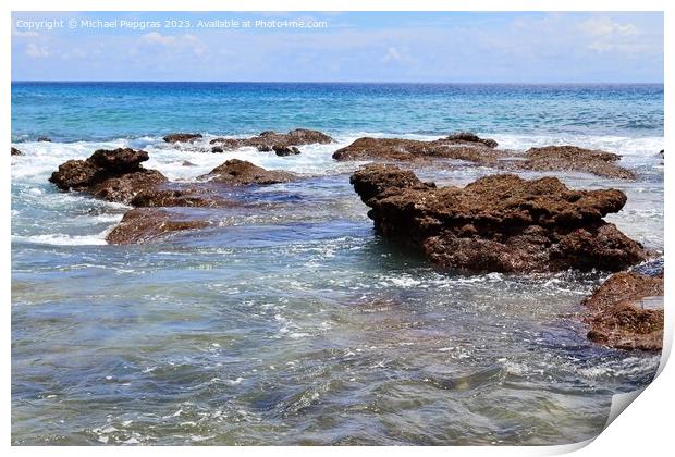 Beautiful rocks at the beaches of the tropical paradise island S Print by Michael Piepgras