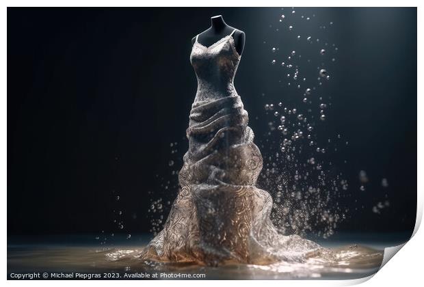 An Elegant Dress Made of wild Water on a Mannequin created with  Print by Michael Piepgras