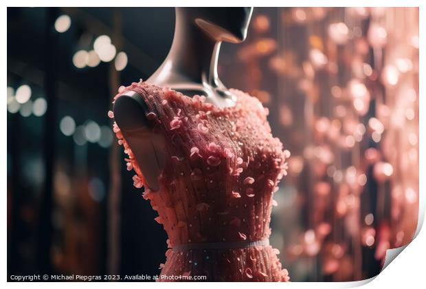 An innovative Elegant Dress made of candyfloss on a Mannequin wi Print by Michael Piepgras