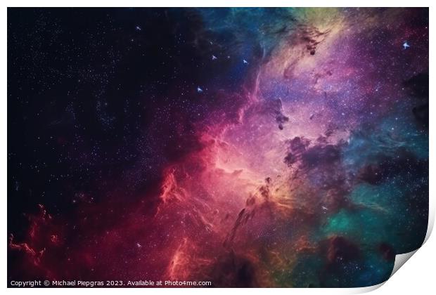 Stunning colorful galaxies in the night sky created with generat Print by Michael Piepgras
