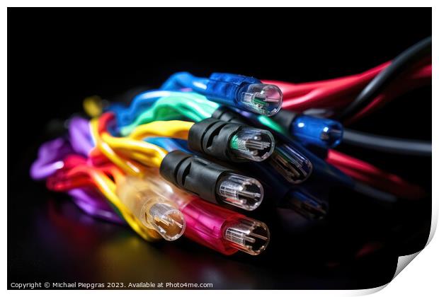 A bundle of brightly coloured fibre optic cables created with ge Print by Michael Piepgras