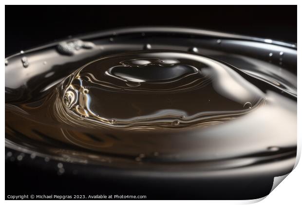 Surface of liquid mercury created with generative AI technology. Print by Michael Piepgras