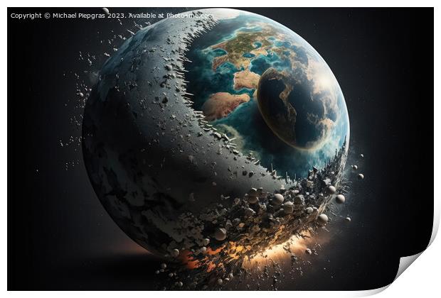 Planet Earth on a collision course with population growth create Print by Michael Piepgras