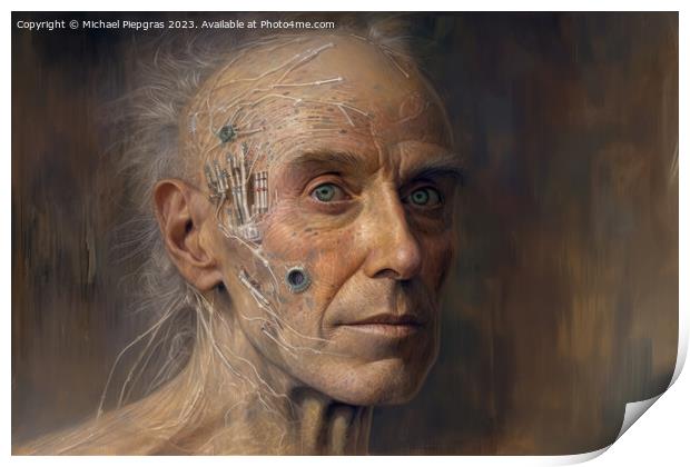 A male human 500 years in the future created with generative AI  Print by Michael Piepgras