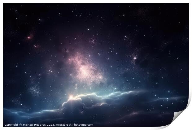 Photo realistic galaxy in the nightsky background created with g Print by Michael Piepgras