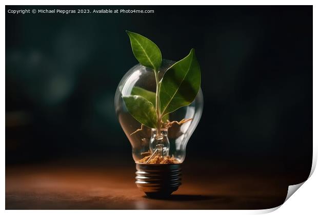 A lightbulb concept für regenerative energy created with genera Print by Michael Piepgras