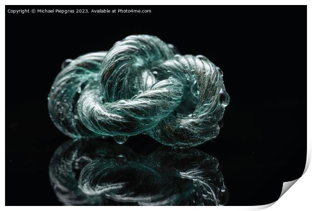 A big rope knot in the water with reflections created with gener Print by Michael Piepgras