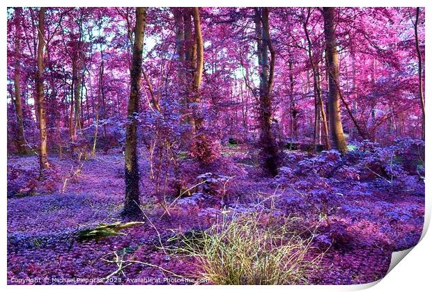 Beautiful pink and purple infrared panorama of a countryside lan Print by Michael Piepgras