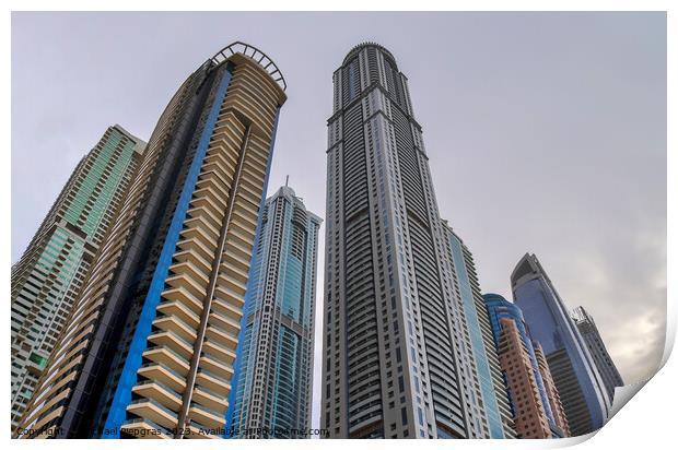 Luxury modern skyscrapers in the center of Dubai city. United Ar Print by Michael Piepgras
