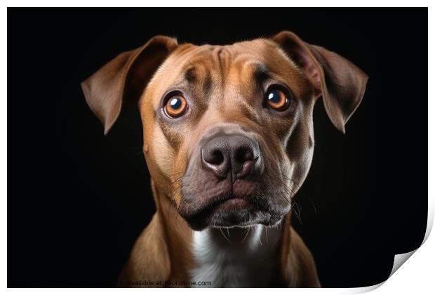 A portrait of a stunned dogs face with wide open eyes created wi Print by Michael Piepgras