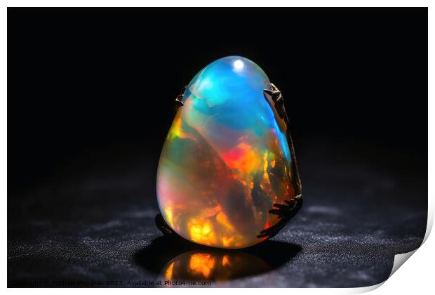 Stunning opal in bright light on a dark background created with  Print by Michael Piepgras