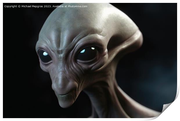 A photo realistic portrait of an alien created with generative A Print by Michael Piepgras