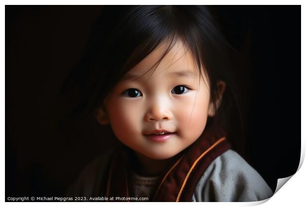 A chinese child portrait created with generative AI technology. Print by Michael Piepgras