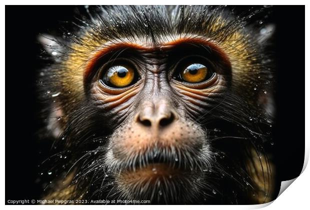 A close up portrait of mesmerizing ape photography created with  Print by Michael Piepgras