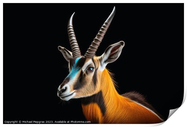 A close up portrait of mesmerizing gazelle photography created w Print by Michael Piepgras