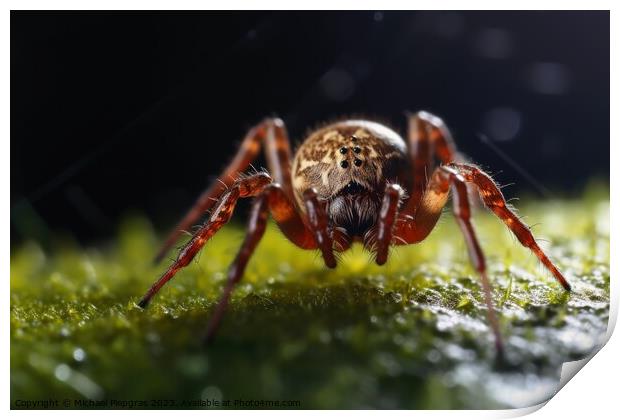 A european spider in a web created with generative AI technology Print by Michael Piepgras