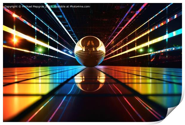 Nightlife disco ball concept created with generative AI technolo Print by Michael Piepgras